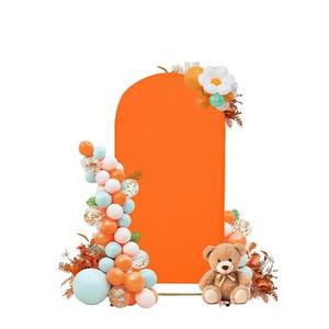 Wedding Arch Cover 7.2FT 6FT Arch Backdrop Cover Spandex Fitted Arch Cover for Round Top Chiara Backdrop Stand Covers for Wedding Birthday Party Baby Shower Banquet Ceremony Decoration (Orange)