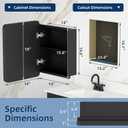 Medicine Cabinet with Mirror, 14x18 Inch Black Bathroom Mirrored Cabinet, Metal Framed Wall Cabinet with Beveled Mirror, Modern Surface Mount or Recessed Medicine Cabinet with Storage