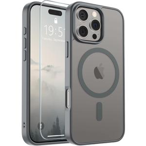 SUPFINE Magnetic for iPhone 16 Pro Max Case (Compatible with MagSafe) (Military Grade Drop Protection) Slim Translucent Matte Shockproof with Anti-Fingerprint Phone Case,Gray