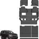 for Chevrolet Chevy Tahoe & GMC Yukon Floor Mats 2015 2016 2017 2018 2019 2020(Only for 7 Seats & Bucket Seat, Not for XL), TPE Automotive All Weather Car Floor Mats Cargo Liner Backrest Accessories