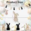 7 Pcs Easter Bunny Decorations, Mantel Beaded Garland with 6 Wooden Bunnies, Spring Rabbit Mantel Decor Banner for Home 