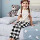 HONGTEYA Girls Christmas Pants with Pockets Soft Long Loose Kids Plaid Bottom Indoor Outdoor Xmas Holiday 8-14 Years (US, Age, 13 Years, 14 Years, White+Red)