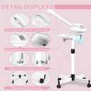 Facial Steamer Professional, Facial Steamer on Wheels with Storage Platform, Face Steamer with More Steam for Deep Cleansing and Hydration, Estheticians Steamer for Beauty, Spa and Home UseWhite