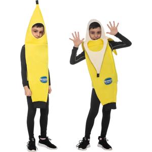 Spooktacular Creations Halloween Banana Costume Kids Tropical Fruit Jumpsuit for Unisex Child Toddler Halloween Dress Up Party (Medium, 8-10yr)