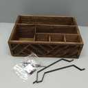 Ukonvi Flatware Organizers Paper Plate Dispenser with Handles, Paper Plate Holder for Kitchen Counter, Wood Rustic Silverware Utensil Caddy, Brown