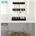 Vlando 2 Tier Bracelet Holder Organizer with Tray - Leather Jewelry Stand Organizer for Women - Jewelry Holder Display for Necklace, Watches, Rings, Earrings, Bangle, Scrunchie - Black