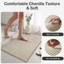 MontVoo Bath Mat,Chenille Absorbent Bathroom Mat Quick Dry Rubber Backed Bathroom Rugs Non Slip Washable Bath Mats,Ultra Thin Bathroom Rugs Fit Under Door,17"x24",Beige