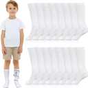 Shinymoon 8 Pairs Kids Compression Socks 15-20 Mmhg Knee Length Sock Calf Graduated Compression Stockings for Boys Girls (White)