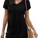 Locryz Women's Summer Twist Knot Tshirt Dresses Casual V Neck Short Sleeve Knot Dress, XL