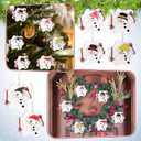 Chunful 6 Pcs Christmas Snowman Ornaments Wooden Melted Snowmen Crafts for Hanging Christmas Tree Decoration Xmas Holiday Party Supplies Decor