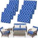 Newwiee 8 Pcs Stretch Patio Outdoor Cushion Covers Waterproof Replacement Sofa Couch Covers for 4 Backrests and 4 Cushions Washable Lawn Garden Seat Furniture Protector(Royal Blue)