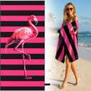 MelonBoat Oversized Beach Towel for Women Adults, Black Pink Flamingo Double Sided Printed Towel 1 PC, Large Soft Sand Free Quick Dry Compact Towels for Summer Trip Lake Pool Beach Bath, 35"x72"