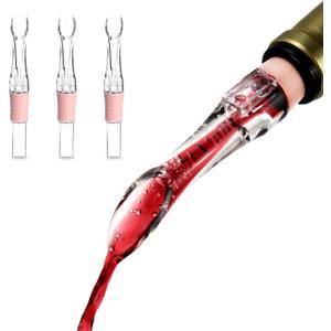 Wine Aerator Pourer Spout Set, Dripless Wine Pourers for Wine Bottles, Instant In The Bottle Wine Decanter Spouts, Pack of 3, Rose Gold
