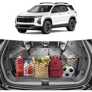 Trunk Cargo Net for 2018-2025 2026 Chevy Equinox & GMC Terrain Accessories Envelope Style Mesh Trunk Net Organizer and Storage Stretchable Elastic Nylon Rear Cargo Netting with Hooks