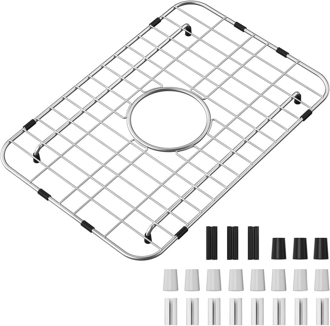 Sink Grid 18" X 12-1/2", Kitchen Sink Grid, Sink Protectors for Kitchen Sinks, Stainless Steel Material, Sink Bottom Grid with Rear Drain for Single Bowl (18" X 12-1/2" Centered Drain)