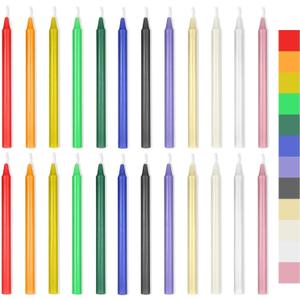 24pcs6.5inch Small Colored Candles,Chime,Spell,Unscented Traditional Shabbos, Candle Holder Rituals, Prayer, Meditation,Taper-Candles (Classic, 24)