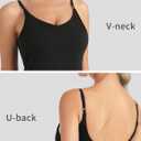 THE GYM PEOPLE Women's Longline V Neck Sports Bra with Removable Pads Adjustable Spaghetti Strap Yoga Workout Cami Tank Tops (Black, XL)