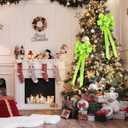 2 Pcs Lime Green Christmas Decorations Big Lime Green Christmas Bow Large Plush Bows for Wreath Tree 16 x 11 Inch Topper Bow Ornament for Xmas Home Front Door Outdoor Garland Decor