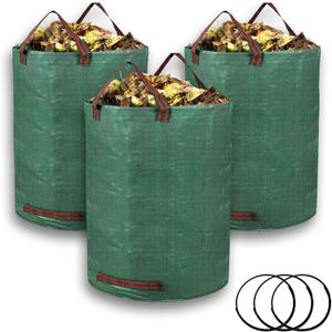 Reusable Yard Waste Bags, 3 Pack 72 Gallon Lawn Leaf Bags with Reinforced Carry Handles Heavy Duty Garden Waste Bags Camping Yard Recycling Trash Bags for Debris Leaves Grass (3-Pack 72 Gallon)