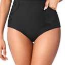Tempt Me Women's High Waisted Bikini Bottom - Full Coverage Swimsuit Tummy Control Bathing Suit Swim Bottom with Pockets 2025,small