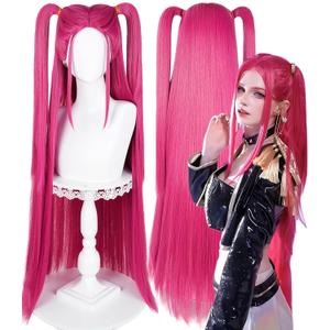 LABEAUT Rose Red Cosplay Wig for Women, Girls High Temp Synthetic Fiber Wig for Cosplay Synthetic Hair Halloween Costume Party Hair