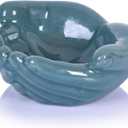 Ceramic Hands Bowl Dish Sculpture, Giving Hands Candy Holder for Succulent Planter, Crystal Rock Holder, Office, Keys Bowl for Entryway Table (Blue)