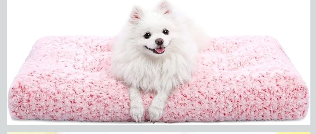 KSIIA Washable Dog Bed Deluxe Plush Dog Crate Beds Comfy Kennel Pad Anti-Slip Pet Sleeping Mat for Large, Jumbo, Medium, Small Dogs Breeds, 29" x 21", Pink