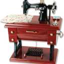 Artyea Vintage Mini Sewing Machine Style Plastic Music Box Table Desk Decoration Toy Gift for Kid Children, brown