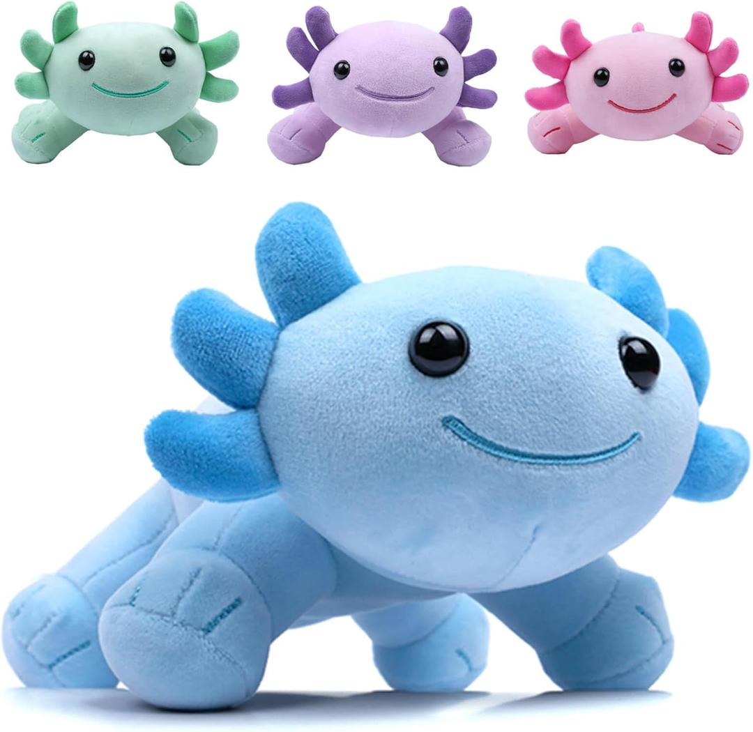 DYBFONO Axolotl Plush Toy, 10.8 Soft Cute Axolotl Stuffed Cotton Plush Pillow Kawaii Salamander Animal for Boys Girls Kids Gift (Blue)