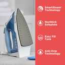 BLACK+DECKER Easy Steam Compact Iron for Clothes, Automatic Shutoff, Nonstick Plate, Light Weight, 1200 Watts