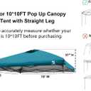 10x10 Pop Up Canopy Replacement Top Cover with Air Vent for Straight Leg Canopy Tent, Waterproof for Outdoor Garden Patio Camping Sun Shade (Ocean Blue)