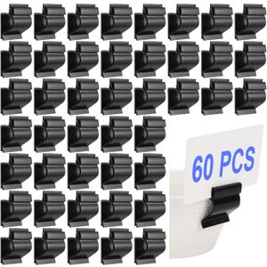 YOUEON 60 Pcs Black Plastic Sign Clips with Dual-Sided Sign Grips, Small Reusable Price Tags Holder Food Lable Clips for Retail, Merchandise Display, Buffet, Bakery