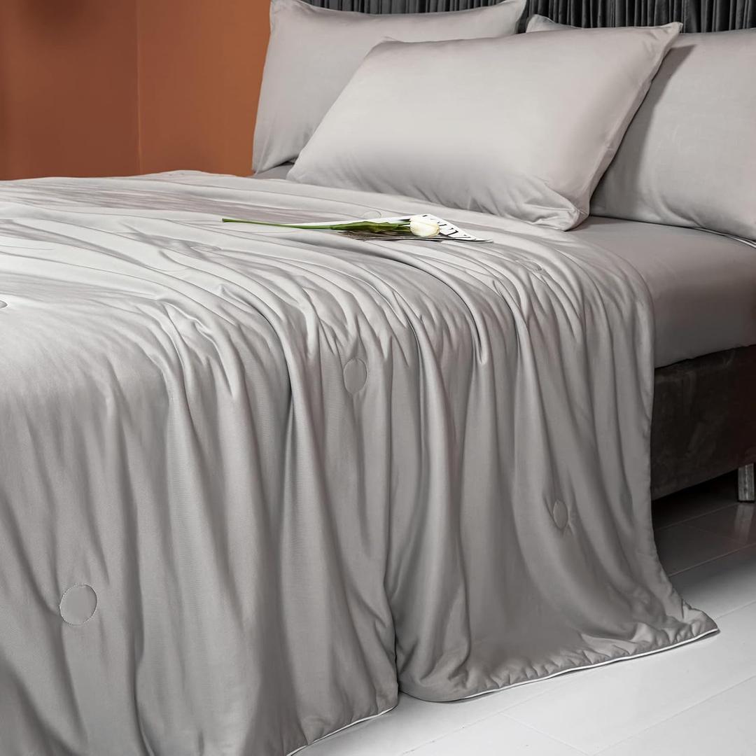 LLanCL Cooling Blankets for Hot Sleepers - Cool Like Ice Cream Blanket for Summer, Lightweight Double-Sided Cooling Comforter Quilt (King Size 90" x 108" Grey)