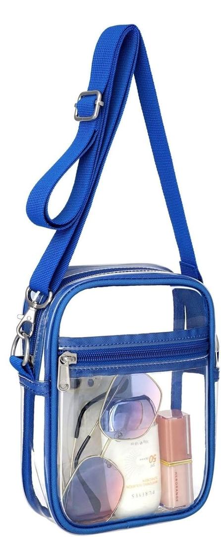 Fibrdoo Clear Crossbody Purse Bag, Clear Bag Stadium Approved with Front Pocket for Concerts Sports Festivals