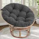 idee-home Papasan Chair Cushion, Circle Papasan Chair Cushion with Corduroy Cover (Without Chair) for Bowl Chair, 48 X 48 Inch, Dark Grey