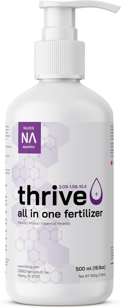 Thrive+ All in One Liquid Aquarium Plant Fertilizer – 500ml Highly Concentrated Aquatic Plant Fertilizer Solution – Nutrient-Rich Aquarium Plant Food – Convenient Usage – Effective Results
