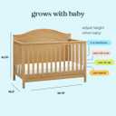 Davinci Charlie 4-in-1 Convertible Crib in Honey, Greenguard Gold Certified, 54.8"L x 30.5"W x 43.8"H