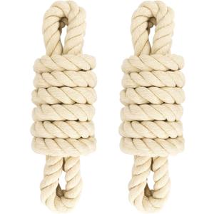 2 Pack 10ft Natural Twisted Cotton Rope - Strong Triple-Strand Rope for Sports, Crafts, Indoor/Outdoor Use
