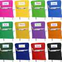 24 Pcs Small Chair Pockets for Classroom 14 Inch School Chairs Bag Chairback Buddy Seat Pocket Student Classroom Organizer with Name Tag for Primary School Chair up to 14'' Wide(Multicolored)