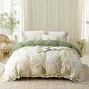 OAITE Duvet Cover Set Queen Size Floral Pattern 500 Thread Count Ultra Soft 100% Cotton Duvet Cover Sets 3-PC, Breathable Duvet Cover with Zipper Closure & Corner Ties, Queen-90" x 90"