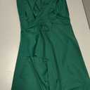 CurvySweet Deep V Neck Wrap Formal Midi Cocktail Dress Sleeveless Thigh Slit Ruffle Ruched Fall Wedding Guest Dress for Women Dark Green