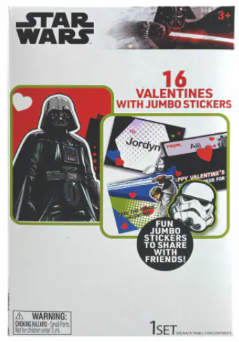 Star Wars 16 Valentines with Jumbo Stickers