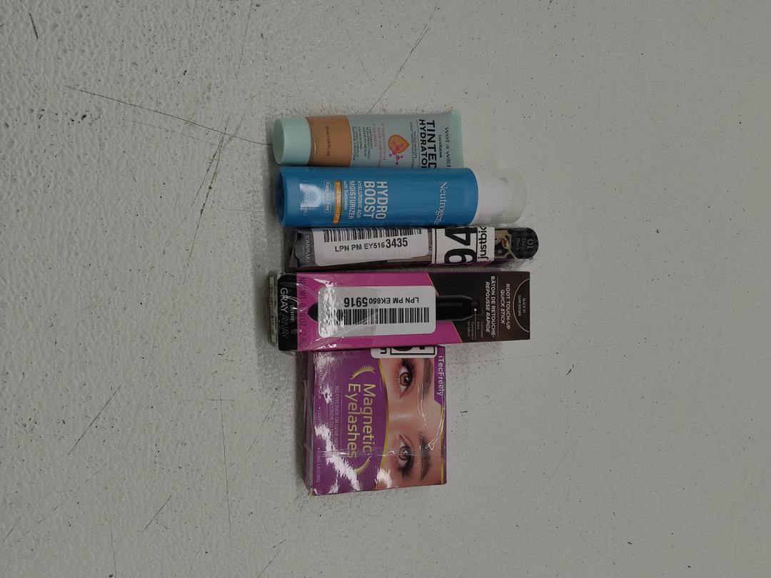 CANMAKE Creamy Touch Liner 1.5mm; Neutrogena Hydro Boost Hyaluronic Acid Face Moisturizer with Sunscreen; wet n wild Bare Focus Tinted Hydrator Tinted Skin Veil; EVERPRO Gray Away Root Touchup Quick Stick; Magnetic Eyelashes
