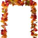 Sherika 2PCS Fall Maple Leaves Garland, 5.9Ft/Piece Artificial Fall Garland for Mantle, 9 Colors Autumn Foliage Vine Thanksgiving Decor for Home Wedding Fireplace Party Outdoor Decor