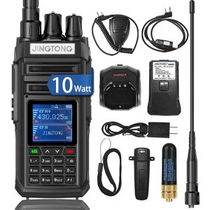 JINGTONG JT-3988 ham Radio Walkie Talkie 10Watt Handheld Dual Band Two Way radios Long Range, 2600mAh Type-c Rechargeable Battery, NOAAham Radio Handheld Multi-Band Receive and Transmit
