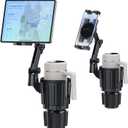 Peastrex Cup Holder Tablet Mount, Ipad Cup Holder Car Mount with Adjustable Arm for Tablet iPhone 3-11in iPad Pro Air Mini, Fire, iPhone 15, Galaxy S24 Z Fold 5