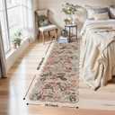 2x8 ft Non-Slip Washable Hallway Runner Rug Boho Vintage Floral Carpet Runner for Kitchen, Bathroom, Bedroom & Entryway Low-Pile Thin Soft Rug with Scalloped Edge (Beige Brown, 2x8)