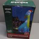 12FT Giant Christmas Inflatables Decoration Dinosaur Built-in Bright LED Lights & Extra Strong Blower Blow Up Yard Decoration Blowups with Large Huge Xmas Wreath Hat for Holiday Party Xmas New Year