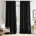 NICETOWN Halloween Black Blackout Living Room Curtains 84 inches Long, Black Out Curtain Panels for Bedroom - (Black Color) W52 x L84, 1 Pair, Thermal Insulated Blackout Draperies Window Treatment