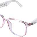 Oluote AI Translation Smart Glasses Bluetooth Headphone Glasses with 110+Translation Wireless Music&Calls Blue Light-blocking (Pink)